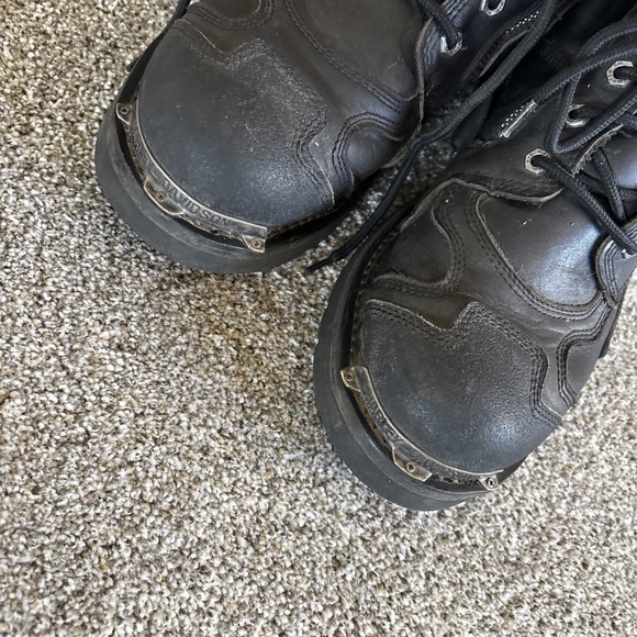 Harley Davidson 10 1/2  Motorcycle Boots Leather Black Mens Size 10.5M Damage - Picture 3 of 16